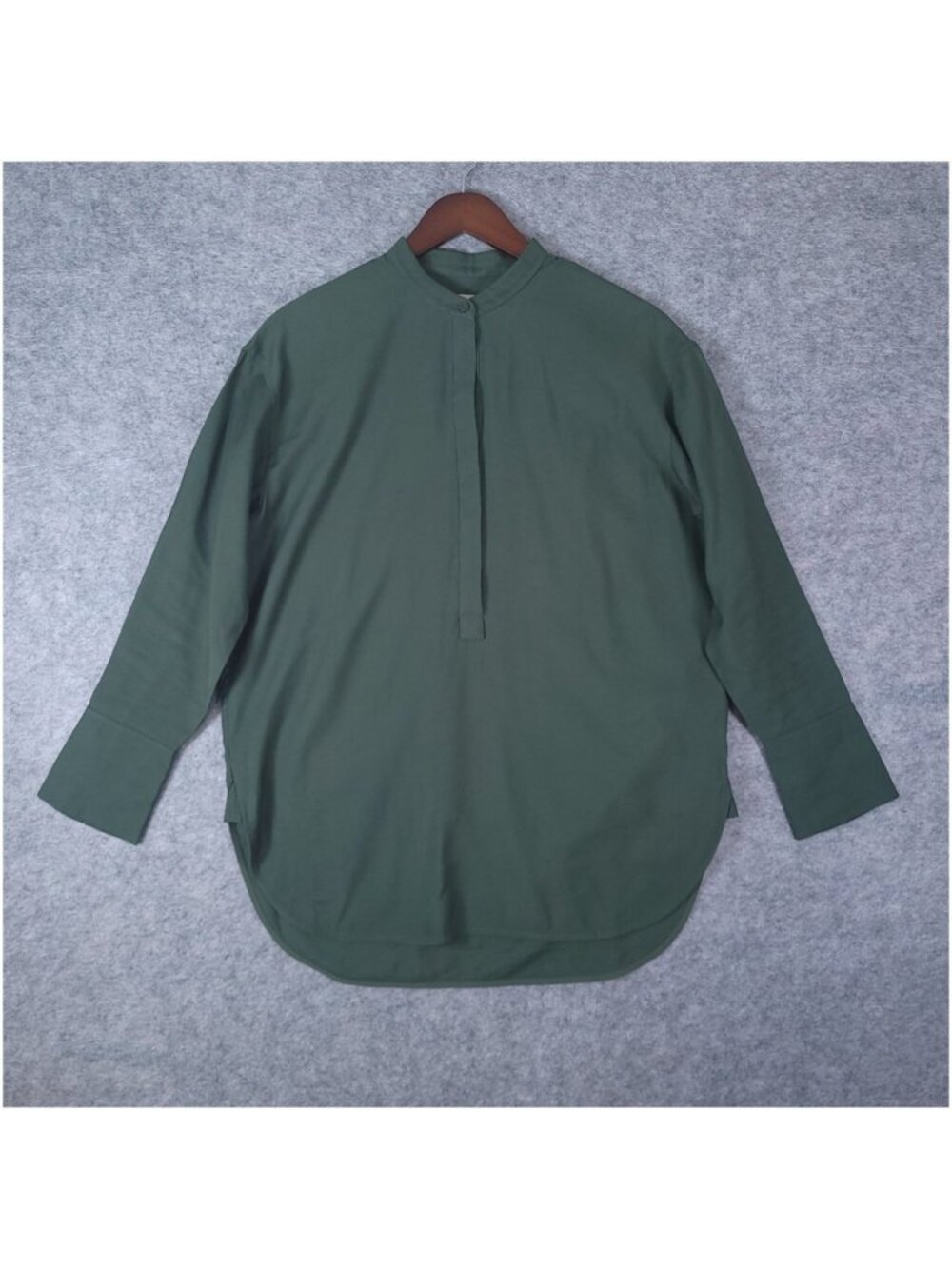 COS Oversized Grandad Collar Blouse Womens EUR 34 US 4 Green Viscose Tunic